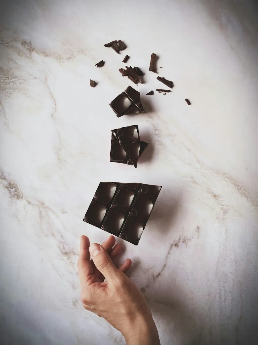 Pieces of dark chocolate